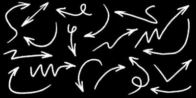 Curved arrows pattern. White arrows on black. Dynamic background. vector