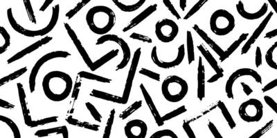 Bold Hand Drawn Abstract Brush Stroke Pattern Black and White Seamless Background vector