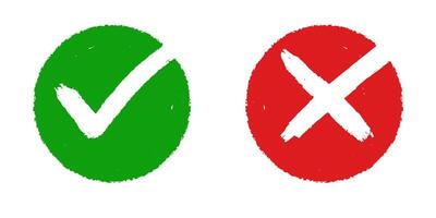 set of icons showing checkmarks and crosses in green, red, and black. Includes circular approval and rejection symbols, perfect for UI, forms, alerts, and feedback indicators. vector