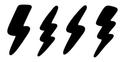 Set of comic icon lightning bolt elements in pop art style. vector