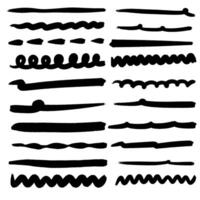 Set of handmade lines, brush lines, underlines. Hand-drawn collection of doodle style various shapes. Art Lines. vector