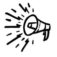 Megaphone hand drawn line. doodle loudspeaker icon. vector