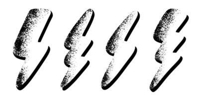 Lightning bolt icons set. Thunder hand drawn doodle. vector
