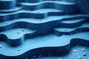 Abstract Blue Terrain with Wavy Layers and Pebbles for Modern Design photo