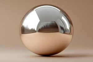 Abstract Metallic Sphere on Neutral Background - Modern Design Element for Creative Projects photo