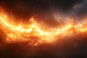 Cosmic Flames Ethereal Swirls of Fiery Nebula in Deep Space for Design photo
