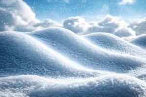 Serene Snowy Landscape Under a Cloudy Sky for Winter Designs and Holiday Themes photo