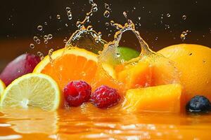 Refreshing Splash of Citrus and Berries for Summer Beverage Design photo