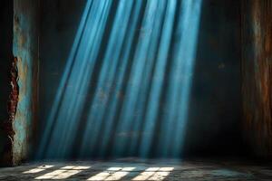 Ethereal Light Rays in Abandoned Room for Artistic Decor and Design Projects photo