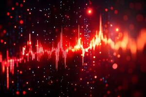 Dynamic Red Sound Wave Visualization for Audio Technology and Digital Art photo