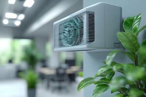Modern Air Conditioning Unit in Contemporary Office Space for Efficient Climate Control photo
