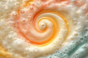 Abstract Swirl of Colorful Soap Bubbles in Motion - Ideal for Creative Design and Art Themes photo