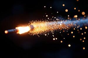 Sparkling Firework Fuse Exploding in Dark Background Perfect for Celebration Themes photo