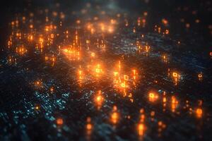 Futuristic Digital Matrix with Glowing Binary Code for Technology Concept photo