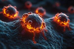 Futuristic Nanotechnology Concept Glowing Cells with Advanced Biomolecular Structures photo