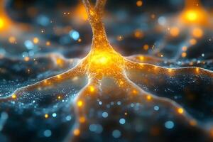 Neural Network Concept Visualization with Glowing Connections for Technology Design photo