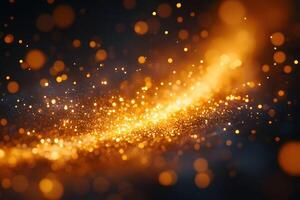 Golden Bokeh Lights Abstract Background for Festive Design and Events photo
