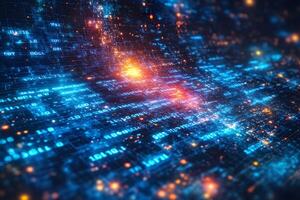 Digital Data Stream with Abstract Light Effects for Technology and Innovation Design photo