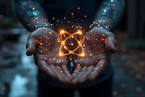 Mystical Energy in Hands Conceptual Symbol of Magic and Power for Creative Design photo