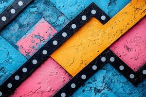 Abstract Geometric Pattern with Bold Colors and Textures for Modern Design Projects photo