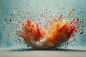 Vibrant Abstract Explosion with Colorful Glass Shards for Artistic Design photo