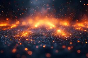 Abstract Glowing Sparks and Bokeh in Dark Atmosphere for Dynamic Background Design photo