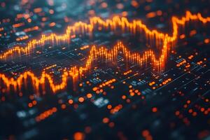 Dynamic Stock Market Data Visualization with Glowing Graphs for Financial Presentations photo