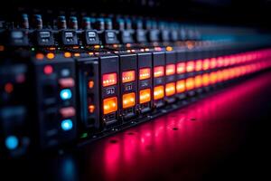 Colorful Circuit Board Lights Creating a Futuristic Technology Scene photo