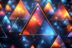Colorful Abstract Triangles with Cosmic Background for Modern Design Projects photo