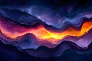 Dynamic Abstract Landscape Vibrant Waves of Color in a Surreal Setting photo