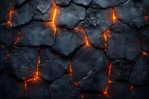 Molten Lava Cracks Emanating Heat - Ideal for Nature, Science, and Energy Themes photo