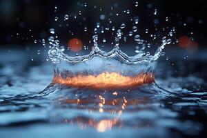 Illuminated Water Splash Abstract Photography for Creative Design Projects photo