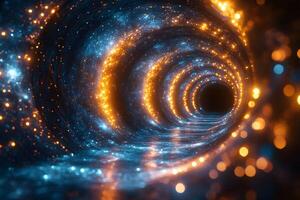 Abstract Cosmic Tunnel with Glowing Lights - Futuristic Vortex for Digital Art Projects photo