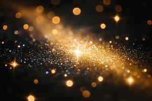 Golden Glittering Bokeh with Sparkling Lights - Perfect Festive Background for Holiday Designs photo