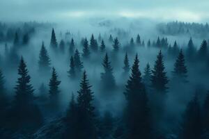 Misty Forest Morning Ethereal Landscape for Nature-themed Designs and Prints photo