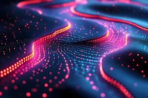 Futuristic Abstract Wave with Neon Lights for Digital Design and Technology Concepts photo