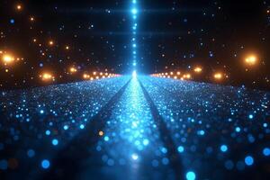 Futuristic Digital Pathway with Glowing Lights for Conceptual Design photo