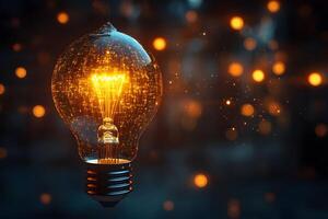 Illuminated Vintage Light Bulb with Bokeh Effect for Creative Design Concepts photo