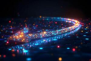 Colorful Digital Arrow with Sparkling Light Effects for Technology and Innovation Themes photo