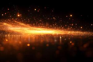 Abstract Glowing Particle Wave - Elegant Gold Sparkle Background for Design and Creativity photo