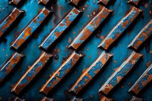 Rusty metal plate showing signs of ageing and wear creating a textured industrial background photo