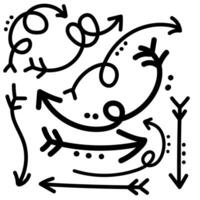 A set of arrows and arrows drawn in black and white vector