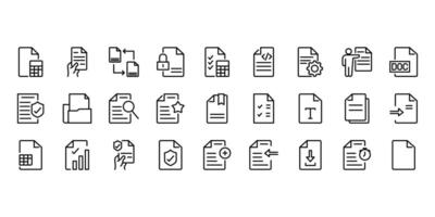 Set of document icons in line style. Documents linear icon suitable for web apps and more. file, paper vector