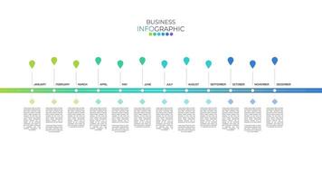 Infographic business year plan template and breakdown details 12 months can be use for a presentation about business plan. vector
