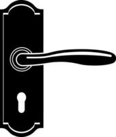 Black and White Door Handle Silhouette, Interior Design Element with Keyhole Detail vector
