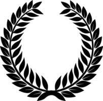 Leafy Olive Branch Wreath Design Black Silhouette with Detailed Leaf Structure, Isolated vector