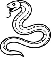 Stylized snake outlined in black with forked tongue and scales design vector