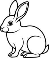 Outlined Rabbit Elegant Hare with Long Ears, Detailed Line Art Design vector