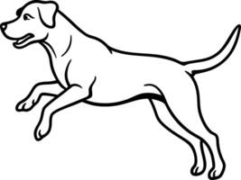 Line art Dog in Running Pose, Black Outline Isolated on White Background vector