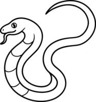 Outline of a Coiled Snake with Tongue Out on White Backdrop, Line Art vector
